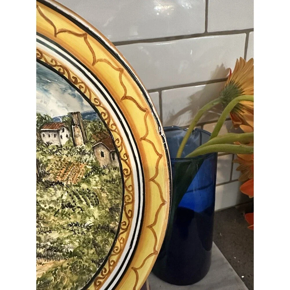 Vietri Pottery 10” Wall Plate Sorrento Scenery Landscape Hand painted Italy